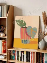 Monstera & Heart Leaf Potted Canvas Wall Art for Living Room Decor – view 4