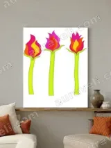 Flame - Shaped Floral Canvas Wall Art for Living Room Home Decor – вид 4