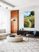 Colorful Countryside Flower Path Canvas Wall Art for Living Room Home Decor – view 5