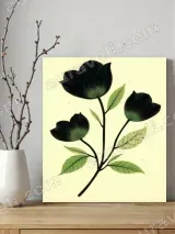 Black Green Floral Canvas Wall Art for Living Room Bedroom Home Decor