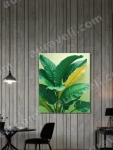 Tropical Green & Yellow Leaves Canvas Wall Art for Living Room Bedroom Home Decor – вид 3