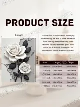 White Rose Black Leaf Crackled Canvas Wall Art for Living Room Bedroom Home Decor – view 7