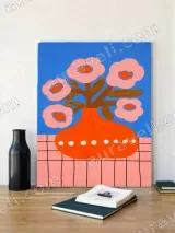 Bold Color Floral Vase Canvas Wall Art for Living Room Home Decor