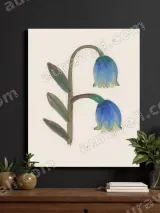 Blue Bellflower Canvas Wall Art for Living Room Bedroom Home Decor