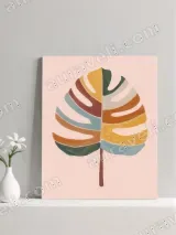 Color Block Monstera Leaf Canvas Wall Art for Bedroom & Living Room Decor – вид 3