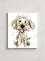Cute Puppy Sketch Canvas Wall Art for Living Room Home Decor – view 2