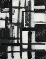 Abstract Black White Geometric Canvas Wall Art for Living framed modern home decor
