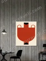 Minimalist Red Geometric Canvas Wall Art for Living Room Decor – вид 2