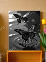 Black Butterfly Water Ripple Canvas Wall Art for Home Decor – вид 2