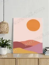 Abstract Sun & Pastel Mountains Canvas Wall Art for Living Room Home Decor – view 3