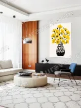 Yellow Floral in Polka Dot Vase Canvas Wall Art for Living Room Home Decor – view 4