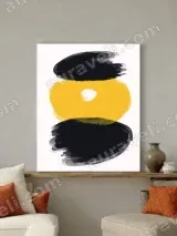 Abstract Black Yellow Brush Canvas Wall Art for Living Room Decor – view 3