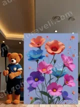 Colorful Cosmos Floral Canvas Wall Art for Living Room Bedroom Decor