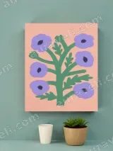 Minimalist Purple Floral Canvas Wall Art for Living Room Home Decor