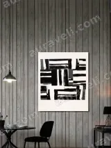Abstract Black White Geometric Canvas Wall Art for Living Room Decor – view 2