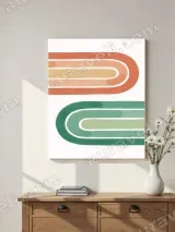 Retro Curved Lines Canvas Wall Art for Living Room Bedroom Home Decor – view 2