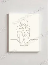 Minimalist Sad Figure Line Art Canvas Wall Art for Home Decor – view 2