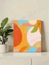 Abstract Pear & Geometric Canvas Wall Art for Living Room Decor – вид 2