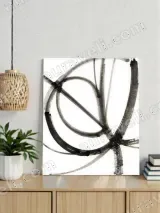 Abstract Black Ink Brushstroke Canvas Wall Art for Home Decor – view 4