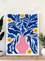 Abstract Floral Pink Vase Wall Art for Living Room & Bedroom Home Decor
