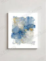 Abstract Blue & Gold Fluid Canvas Wall Art for Home Decor – view 2