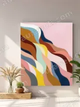 Abstract Colorful Waves Canvas Wall Art for Bedroom Living Room Decor – view 4