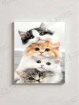Cute Stacked Kittens Canvas Wall Art for Living Room Home Decor – вид 3