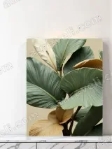 Green & Golden Tropical Leaves Canvas Wall Art for Living Room Bedroom Home Decor – вид 3