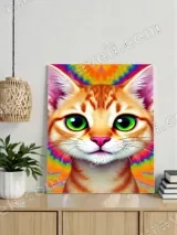 Psychedelic Rainbow Cat Canvas Wall Art for Living Room Bedroom Decor – вид 3