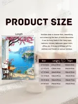 Coastal Balcony Seaview Cherry Blossom Canvas Wall Art for Home Decor – view 7