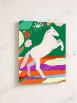 Colorful Abstract White Horse Canvas Wall Art for Living Room Decor – вид 4