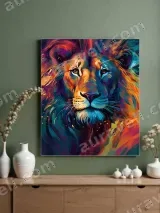 Vibrant Lion Canvas Wall Art for Living Room Home Decor