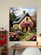 Cottage Rose Garden Canvas Wall Art for Living Room Bedroom Home Decor