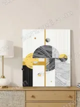 Abstract Geometric Gold & Marble Canvas Wall Art for Living Room Home Decor – view 4