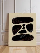 Abstract Black & Orange Dots Canvas Wall Art for Living Room Home Decor