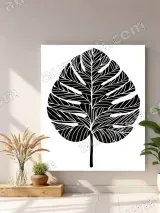Monstera Leaf Black & White Canvas Wall Art for Home Decor – view 4