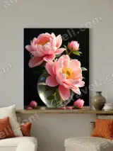 Pink Peonies in Vase Canvas Wall Art for Living Room Bedroom Home Decor