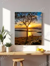 Sunset Tree Over Lake Canvas Wall Art for Home Decor – вид 4