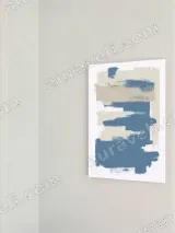 Abstract Blue & Beige Brush Stroke Minimalist Canvas Wall Art for Living Room Home Decor – вид 2