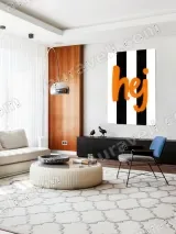 Scandinavian "Hej" Striped Canvas Wall Art for Living Room Decor – вид 5