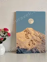 Sunlit Snowy Mountain & Full Moon Canvas Wall Art for Home Decor – view 2
