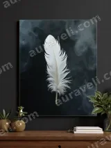 Ethereal White Feather Canvas Wall Art for Living Room Decor