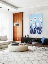 Modern White Floral Canvas Wall Art for Living Room Bedroom Home Decor – view 5
