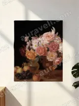 Vintage Floral & Fruit Still Life Canvas Wall Art for Home Decor – view 2