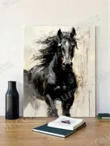 Abstract Black Horse Canvas Wall Art for Living Room Home Decor