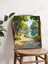 Tranquil River Forest Path Canvas Wall Art for Living Room Home Decor – вид 4