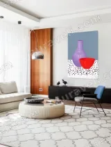 Minimalist Still Life Purple Vase & Red Bowl Canvas Wall Art for Home Decor – view 5
