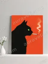 Black Cat Smoking Canvas Wall Art for Living Room Home Decor – вид 3
