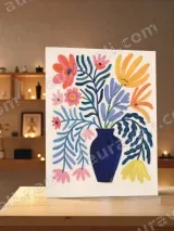 Vibrant Floral Blue Vase Canvas Wall Art for Living Bedroom Home Decor – вид 3
