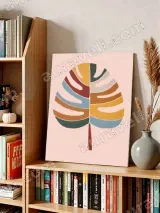Colorful Abstract Monstera Leaf Canvas Wall Art for Home Decor – view 5